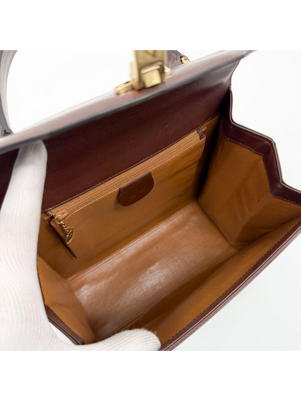 Gucci Ladylock Vintage Brown Leather Handbag - Picture 10 of 14